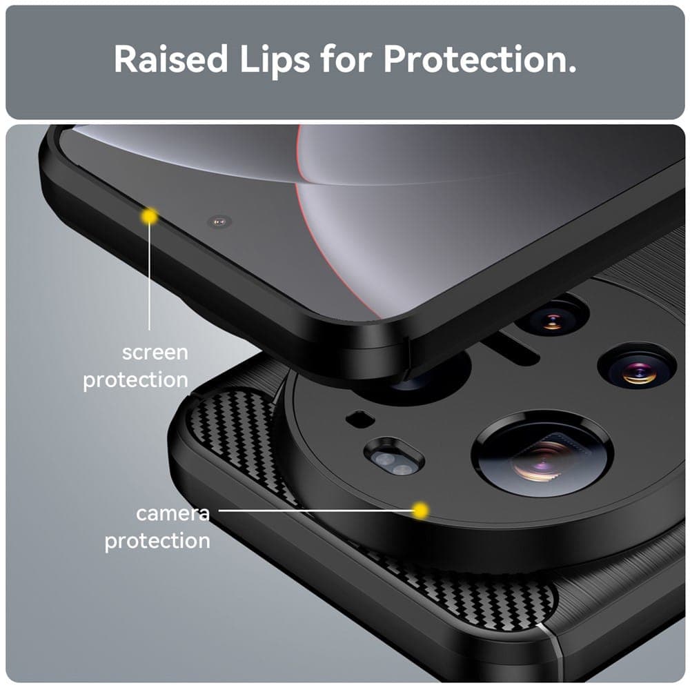 Techsuit Carbon Silicone - θήκη για Xiaomi 17 Ultra - Μαύρο 2