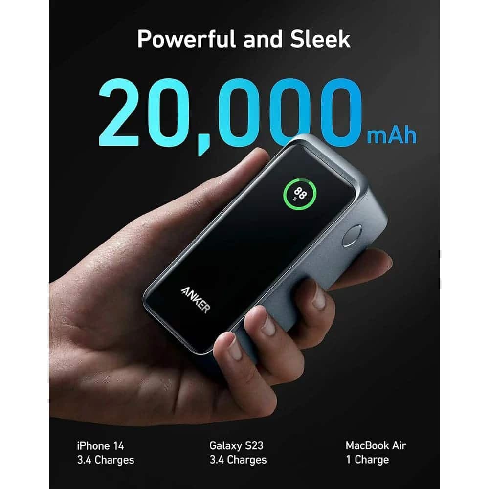 Anker - Power Bank Prime (a1336011) - 2x Usb-C, Usb, For Phone, Tablet, Macbook, Digital Display, 20000mah, 200w - Black 6