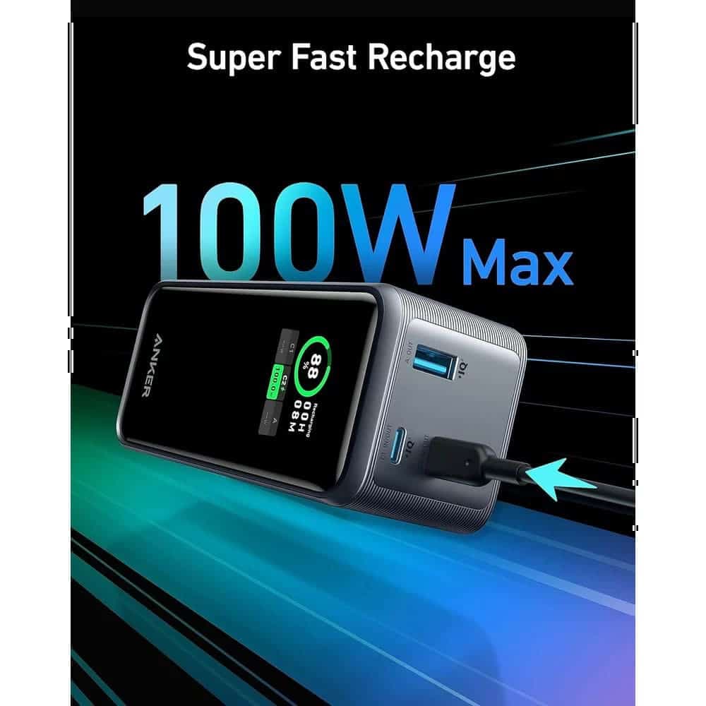 Anker - Power Bank Prime (a1336011) - 2x Usb-C, Usb, For Phone, Tablet, Macbook, Digital Display, 20000mah, 200w - Black 4