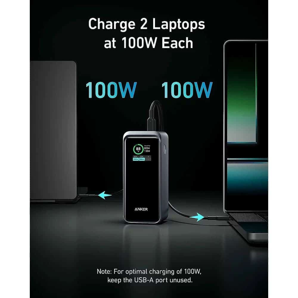 Anker - Power Bank Prime (a1336011) - 2x Usb-C, Usb, For Phone, Tablet, Macbook, Digital Display, 20000mah, 200w - Black 7