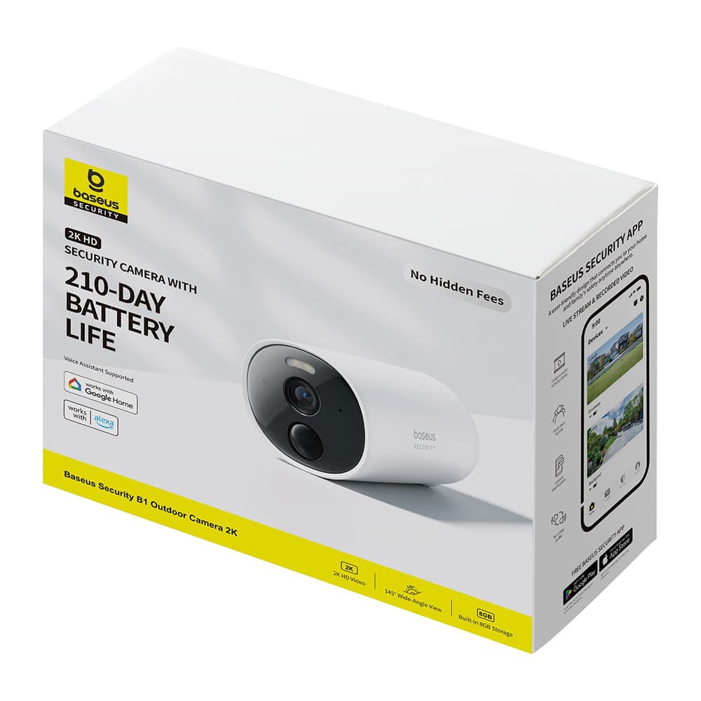 Baseus - Εξωτερική Κάμερα Ασφαλείας B1 (S0SV002130) - 2K, 8GB, Αμφίδρομη Ομιλία, Νυχτερινή Όραση, IP67, 7.800mAh - Λευκό 7