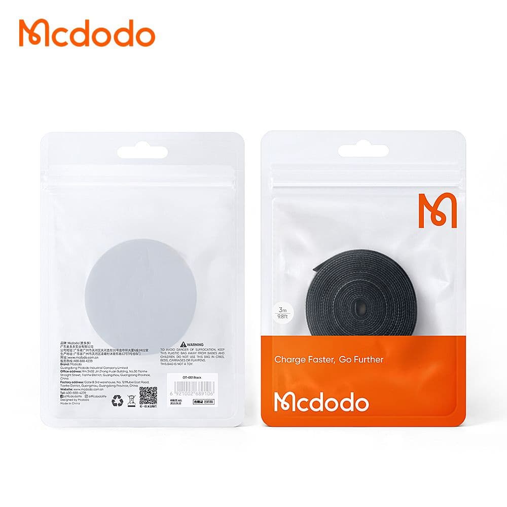 Mcdodo - Ζώνη Οργάνωσης Καλωδίων (VS-0960) - Ιμάντες Velcro, 1m - Μαύρο 7