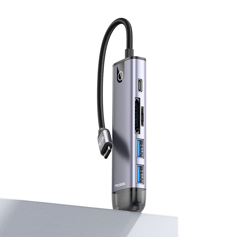 Mcdodo - Hub (HU-7740) - 6 σε 1, 2x USB3.0, Type-C PD100W, HDMI 4K, Υποδοχή κάρτας SD/TF, 5Gbps, 2TB, Καλώδιο Type-C - Γκρι 5