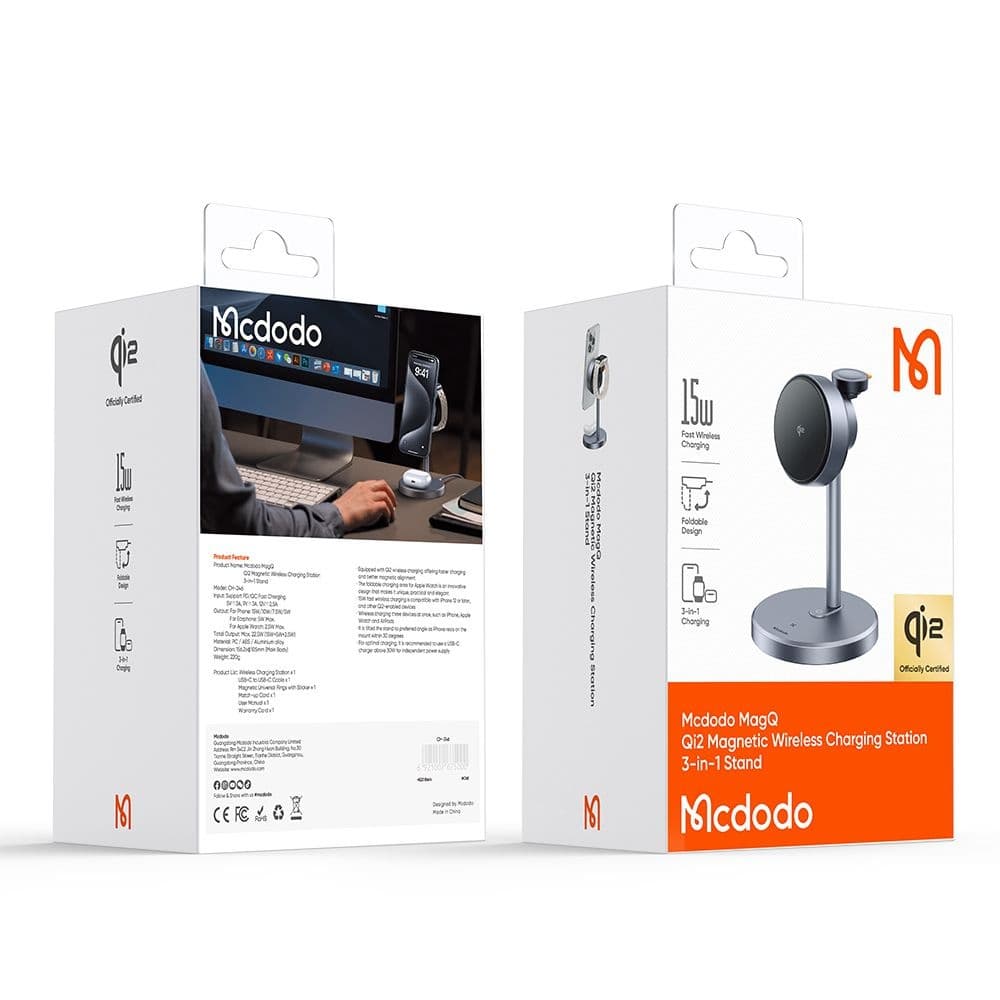 Mcdodo - Ασύρματος Σταθμός Φόρτισης Black Swan Series (CH-2462) - με Φορτιστή Τοίχου, Μαγνητικός, για Apple, 22.5W, Qi2 - Μαύρος 7