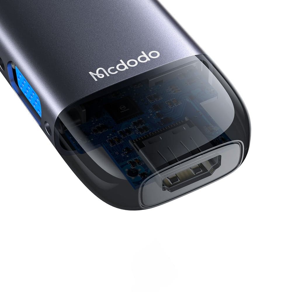 Mcdodo - Hub (HU-7420) - 10 σε 1, 2x USB2.0, 2x USB3.0, USB-C PD100W, VGA, HDMI 4K, LAN, Υποδοχή SD/TF, 5Gbps, Καλώδιο Type-C - Γκρι 2