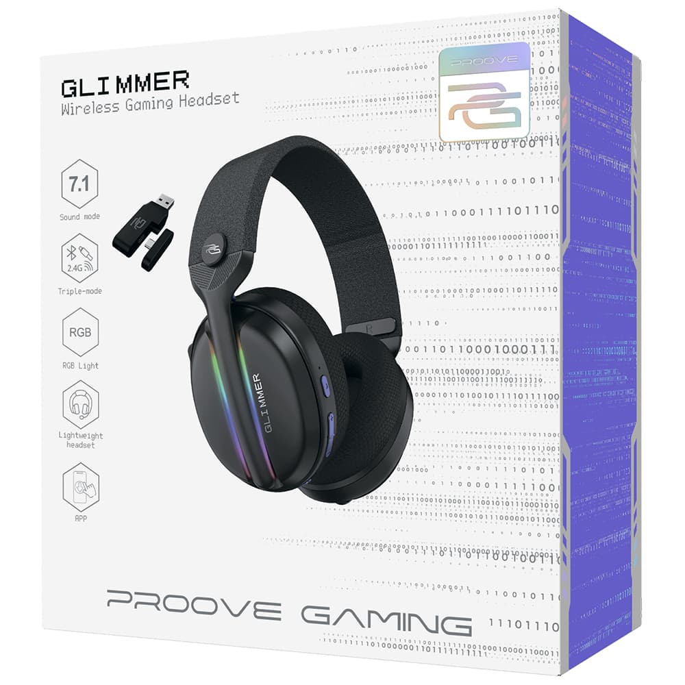 Proove - Ακουστικά Gaming Glimmer (WHGL00022001) - με Μικρόφωνο, 2.4GHz, Bluetooth 5.4, RGB, Ø40mm, 900mAh - Μαύρο 6