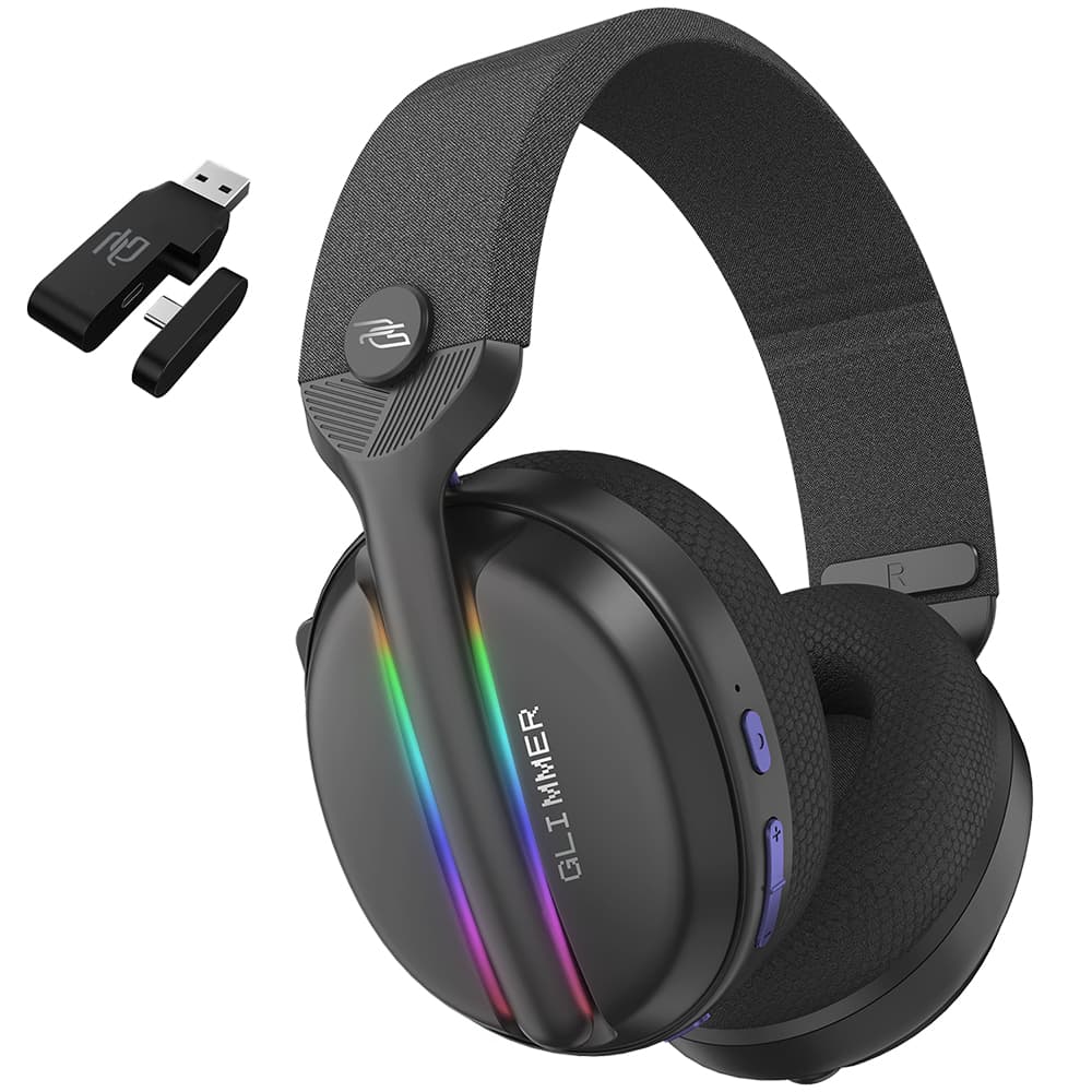 Proove - Ακουστικά Gaming Glimmer (WHGL00022016) - με Μικρόφωνο, 2.4GHz, Bluetooth 5.4, RGB, Ø40mm, 900mAh - Μαύρο/Μωβ