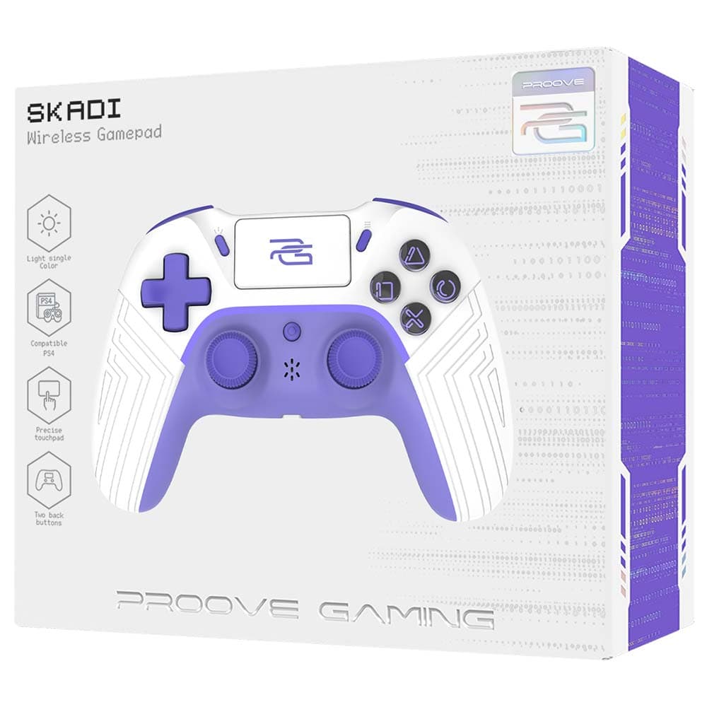 Proove - Ασύρματο Χειριστήριο Skadi (WGSK00022016) - Εργονομικό, USB-C, AUX, Touch-pad, PS4, PC, Android, 600mAh - Λευκό/Μωβ 6