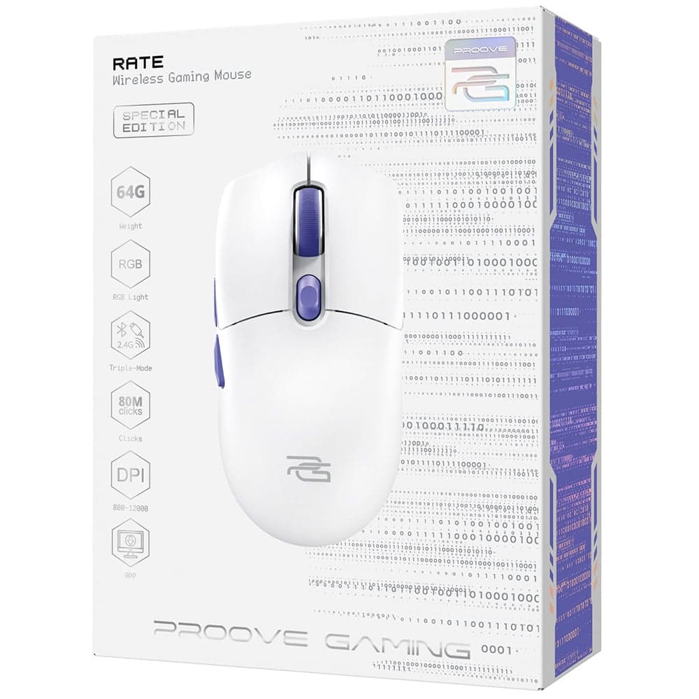 Proove - Ασύρματο Ποντίκι Rate Special Edition (CMRTWRS03002) - για Gaming, με 6 Κουμπιά, 800-12000DPI, 650mAh, 1.5m - Λευκό 7