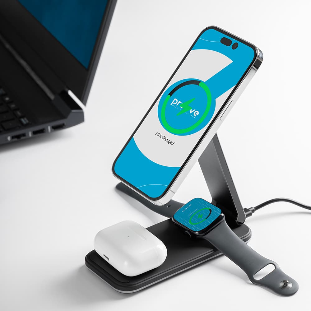 Proove - Ασύρματος Σταθμός Φόρτισης Energy Fold (WSEF15010001) - MagSafe, 3 σε 1, για iPhone, AirPods, Apple Watch, 15W - Μαύρο 5