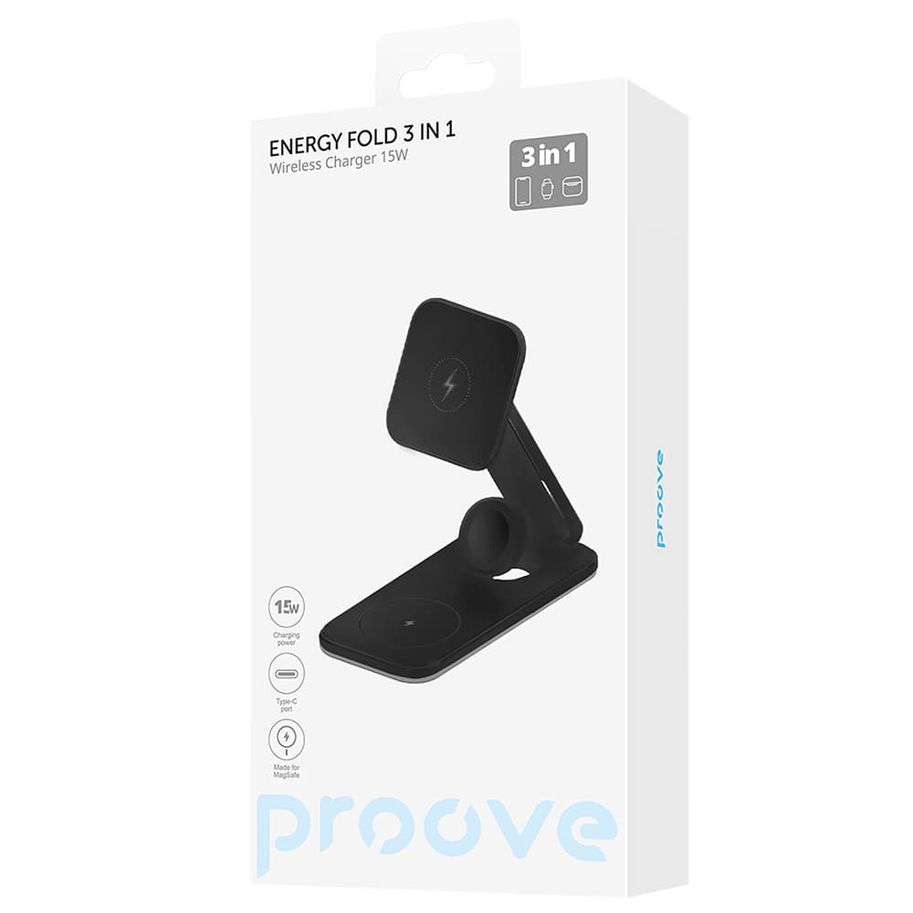 Proove - Ασύρματος Σταθμός Φόρτισης Energy Fold (WSEF15010001) - MagSafe, 3 σε 1, για iPhone, AirPods, Apple Watch, 15W - Μαύρο 7