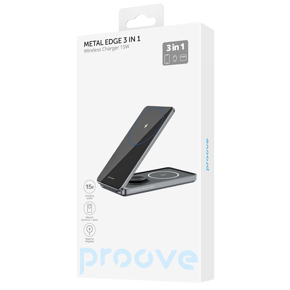 Proove - Ασύρματος Σταθμός Φόρτισης Metal Edge (WSME15010003) - MagSafe, για iPhone, AirPods, iWatch, Πτυσσόμενος, 15W - Γκρι 8