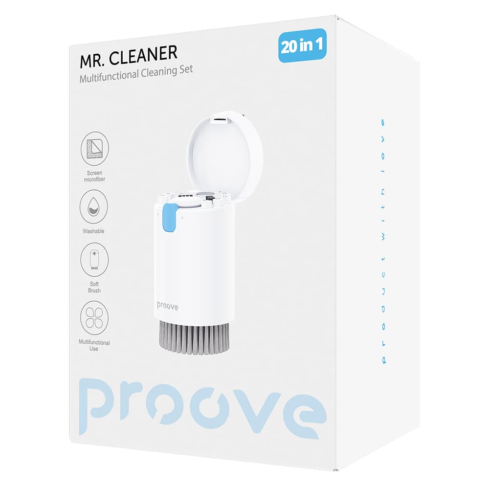 Proove - Πολυλειτουργικό Σετ Καθαρισμού Mr. Cleaner (MCS00002002) - 20 σε 1, για Laptop, Τηλέφωνο, Πληκτρολόγιο με Μικροΐνες - Λευκό 7