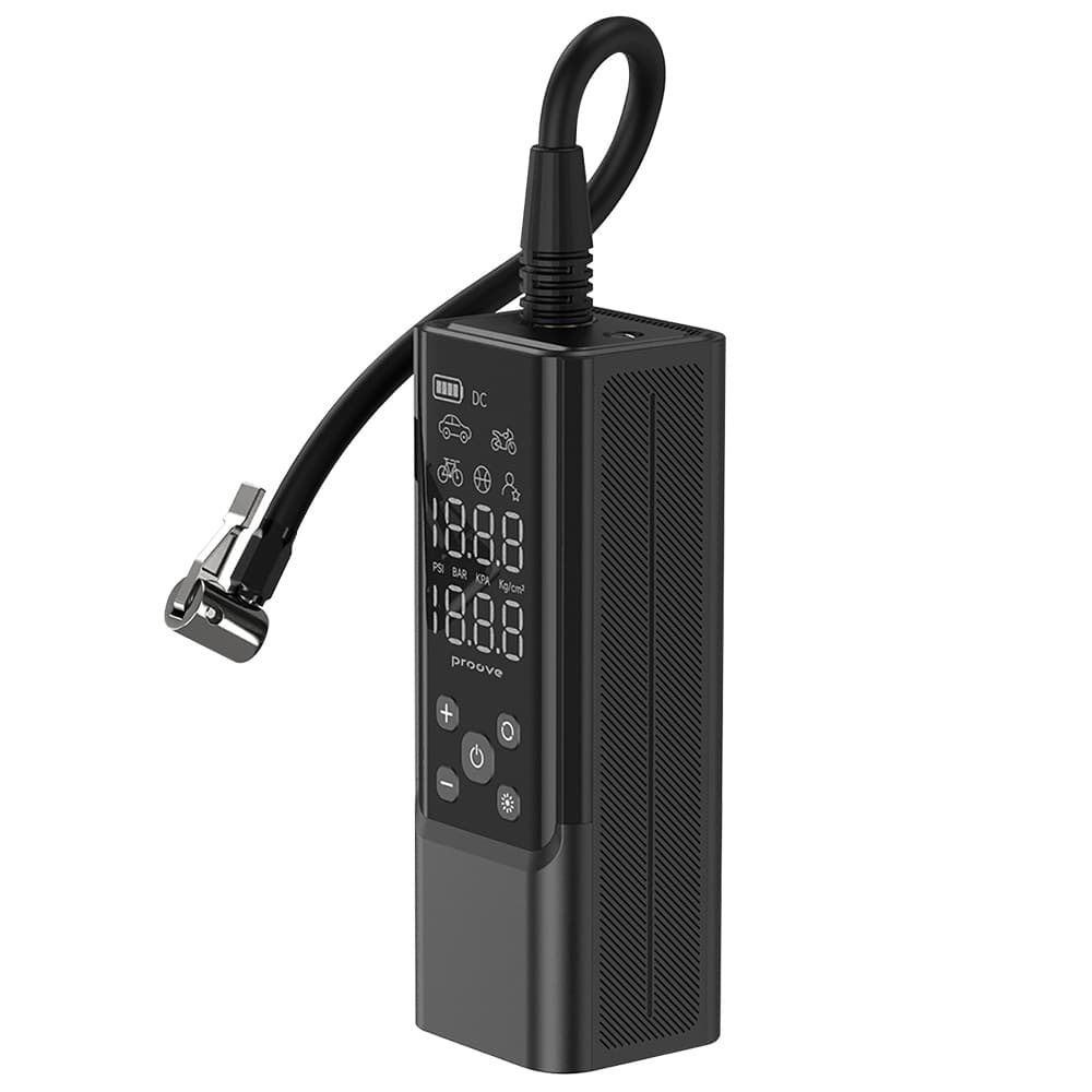 Proove - Βοηθός Αντλίας Αυτοκινήτου Pro (PPAP80010901) - Φορητός Συμπιεστής, με Ψηφιακή Οθόνη, Φακό LED, 120W - Μαύρο