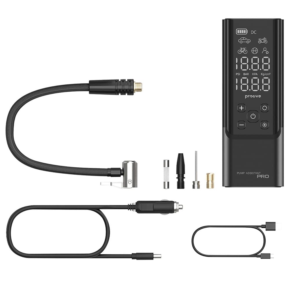 Proove - Βοηθός Αντλίας Αυτοκινήτου Pro (PPAP80010901) - Φορητός Συμπιεστής, με Ψηφιακή Οθόνη, Φακό LED, 120W - Μαύρο 6