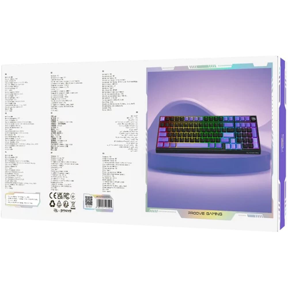 Proove - Ασύρματο πληκτρολόγιο παιχνιδιών Slicker Pro (WKSLPEN22416) - Μηχανικό, BT5.3, Type-C, RGB, 98 πλήκτρα, 6000mAh, 1.8m - Μαύρο 7