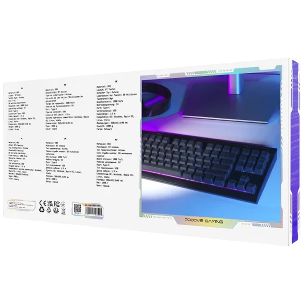 Proove - Ενσύρματο Πληκτρολόγιο Sideswap (CKSIEN00022401) - Μηχανικό, Οπίσθιος Φωτισμός RGB, 87 Πλήκτρα, Εναλλάξιμοι Διακόπτες, 1,5 μ. - Μαύρο 7