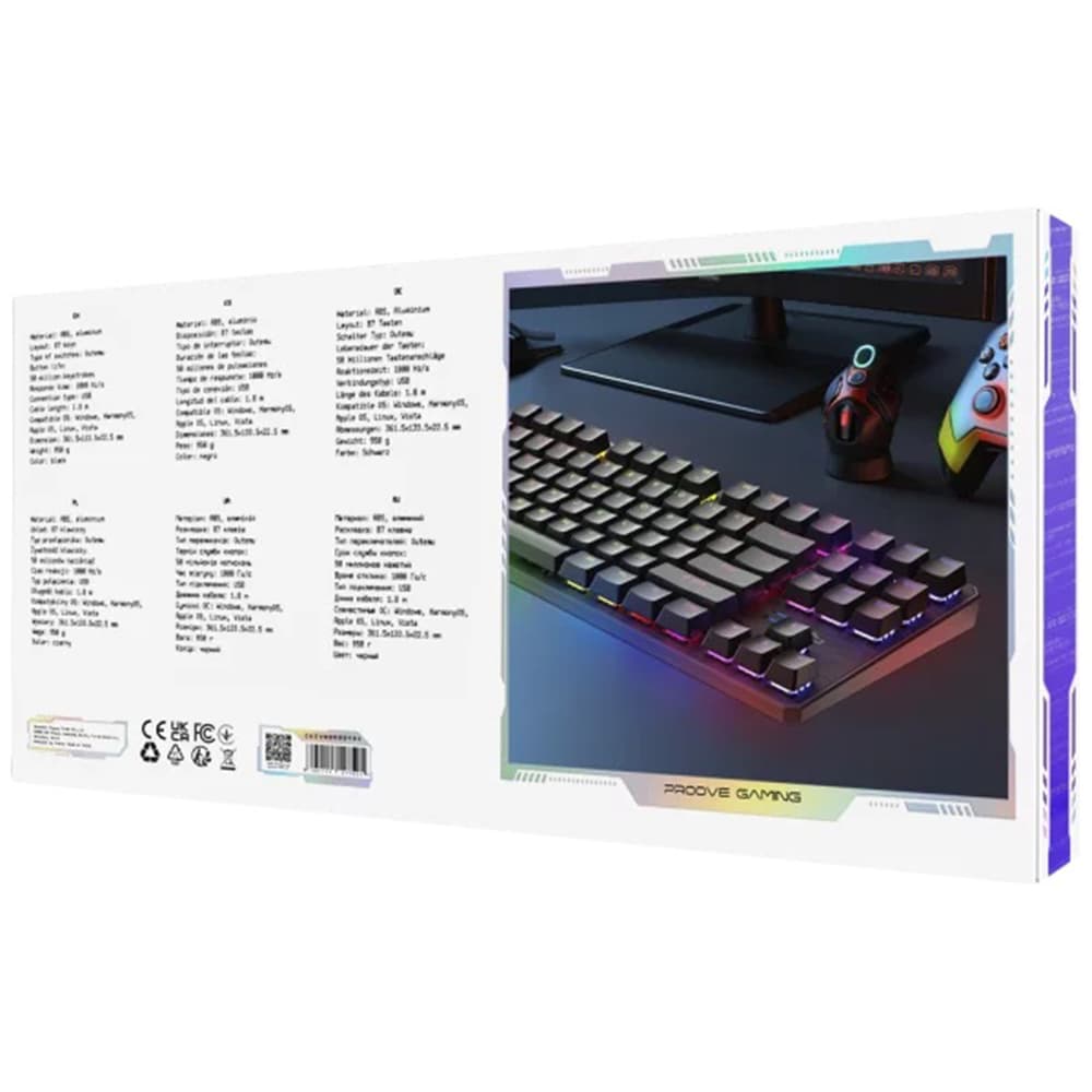 Proove - Ενσύρματο Πληκτρολόγιο Everfrost (CKEVEN00000401) - Μηχανικό, Οπίσθιος Φωτισμός RGB, 87 Πλήκτρα, Διακόπτες Outemu, 1,8 μ. - Μαύρο 7