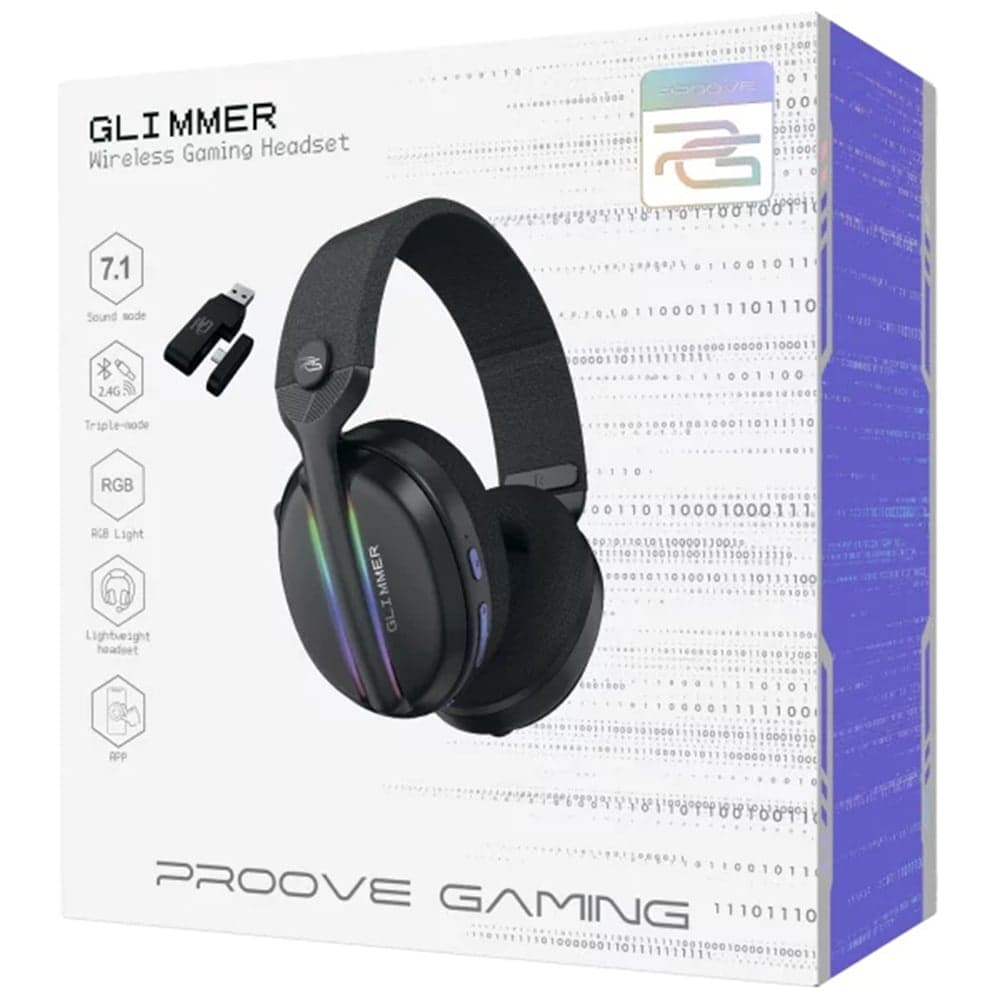 Proove - Ακουστικά Gaming Glimmer (WHGL00022016) - με Μικρόφωνο, 2.4GHz, Bluetooth 5.4, RGB, Ø40mm, 900mAh - Μαύρο/Μωβ 6