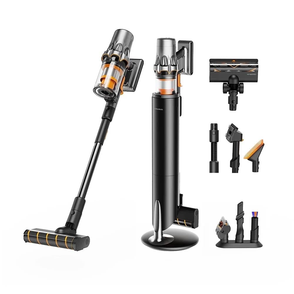 Deerma - Ασύρματη ηλεκτρική σκούπα (Σταθμός T50W XT) - 27000Pa, 600W, 2500mAh, HEPA, Τεχνολογία κυκλώνα, Οθόνη LED - Μαύρο