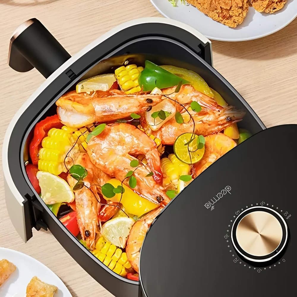 Deerma - Φριτέζα αέρα (KZ30W) - Χωρητικότητα μπολ 3L, 1200W, Κυκλοφορία ζεστού αέρα 360°, 7 προγράμματα, Χρονοδιακόπτης, Μαγείρεμα χωρίς λάδι - Χρυσό 2