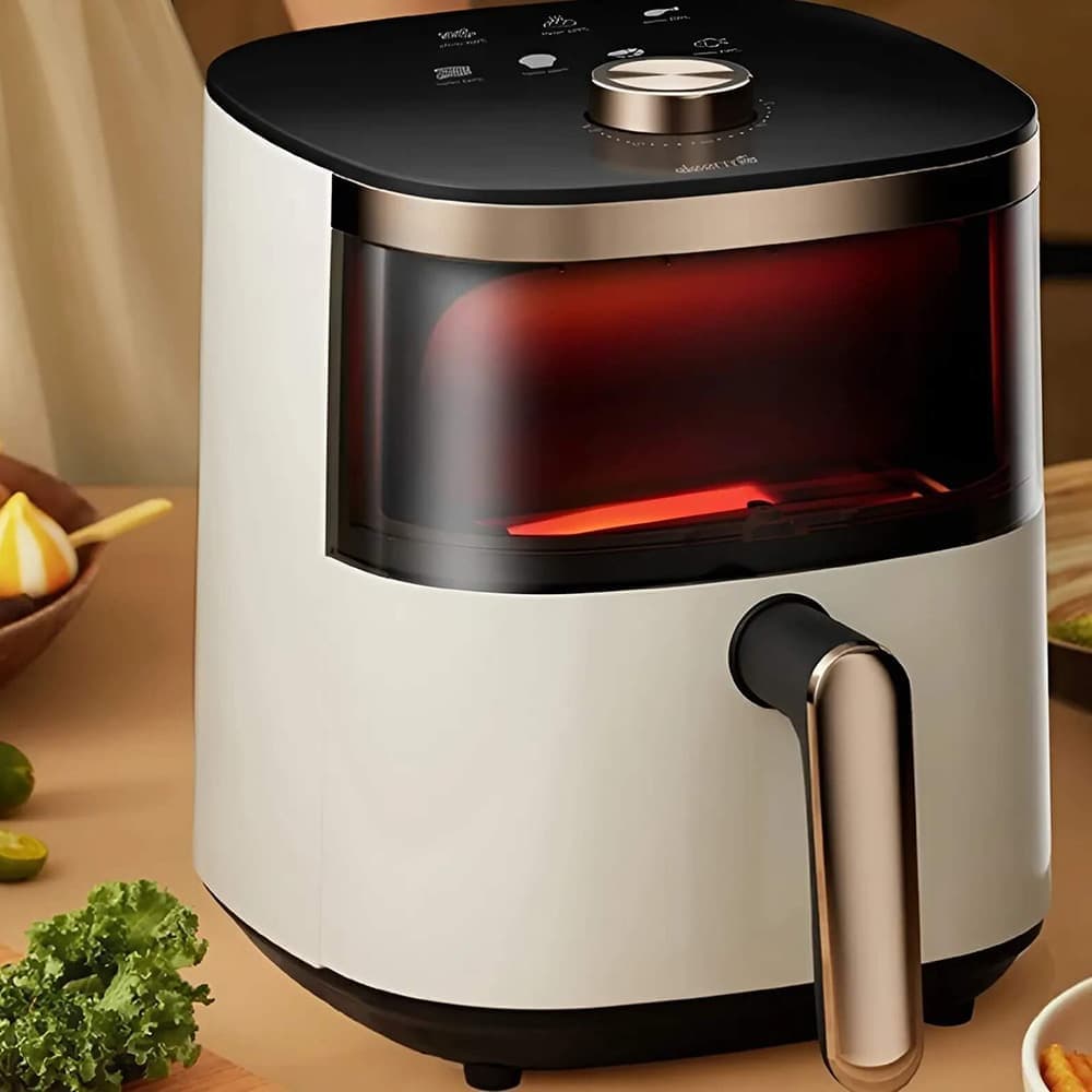 Deerma - Φριτέζα αέρα (KZ30W) - Χωρητικότητα μπολ 3L, 1200W, Κυκλοφορία ζεστού αέρα 360°, 7 προγράμματα, Χρονοδιακόπτης, Μαγείρεμα χωρίς λάδι - Χρυσό 3