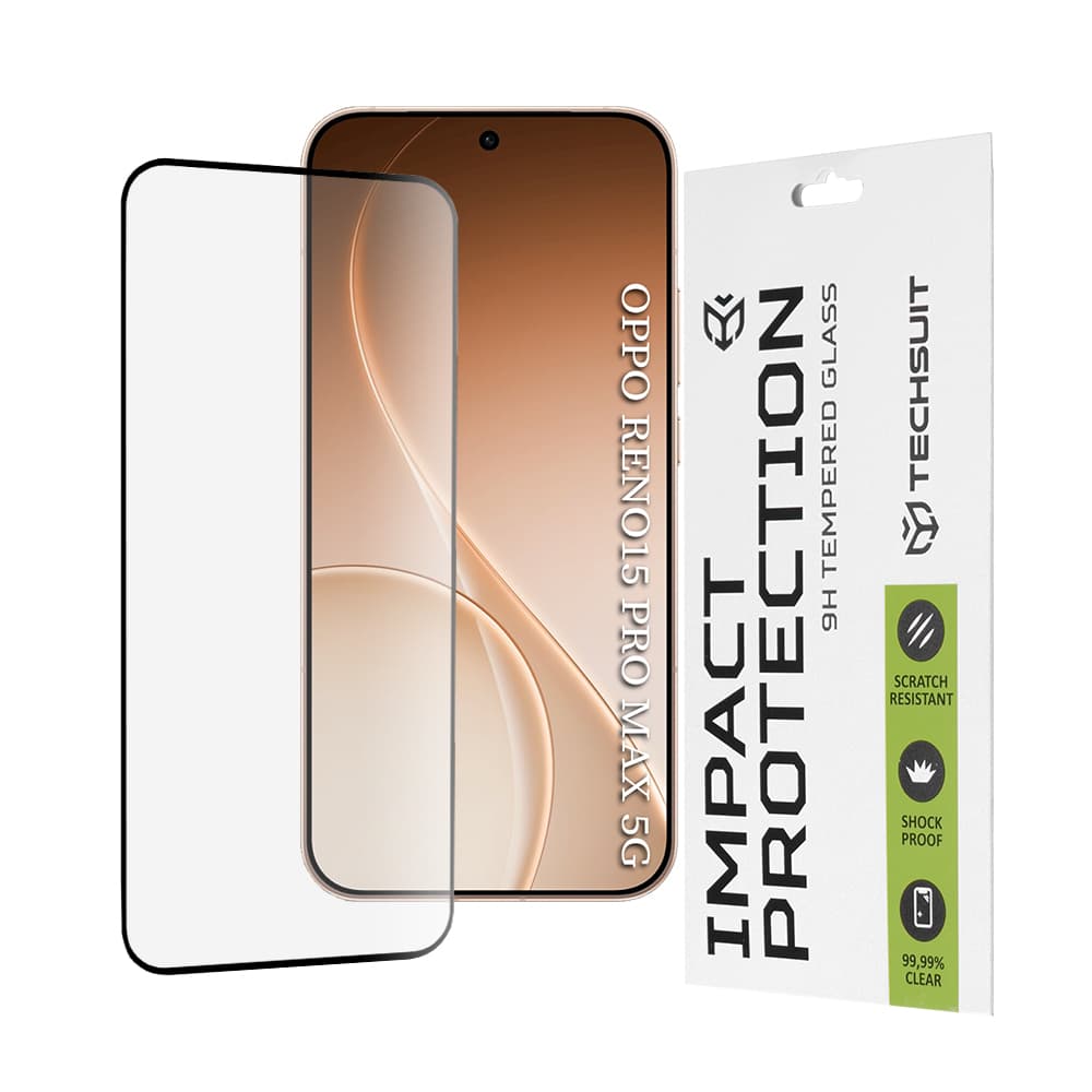 Techsuit - 111D Πλήρης Κάλυψη / Πλήρες Γυαλί με Κόλλα - Oppo Reno15 Pro Max - Μαύρο
