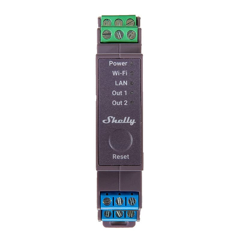 Ρελέ Shelly Pro 2 καναλιών ράγας DIN 2, WiFi/LAN