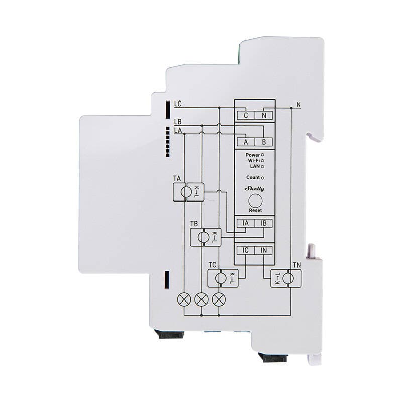 Shelly PRO 3EM 120A 2-Φασικός Μετρητής Ενέργειας, WiFi/Bluetooth 3