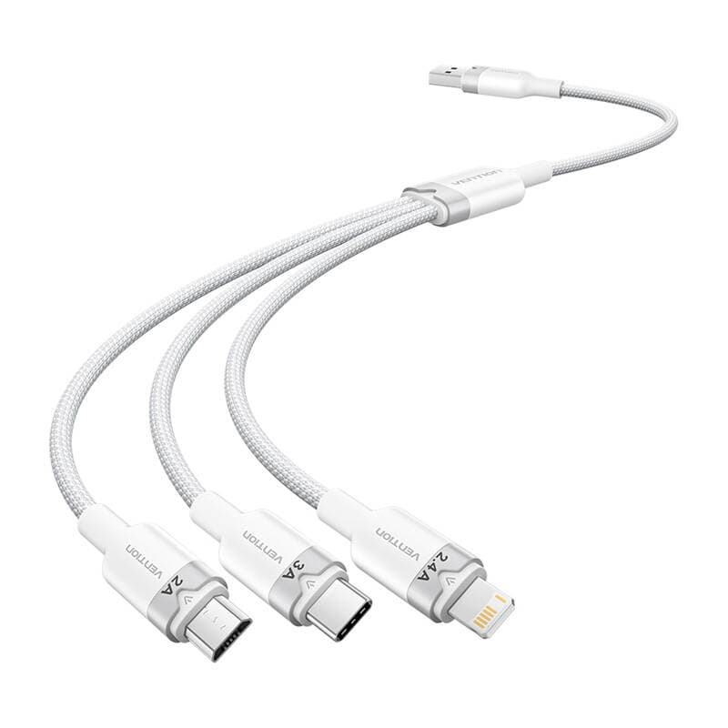 Καλώδιο USB 2.0 A σε 3in1 3A Vention CTPWG 1.5M (λευκό)