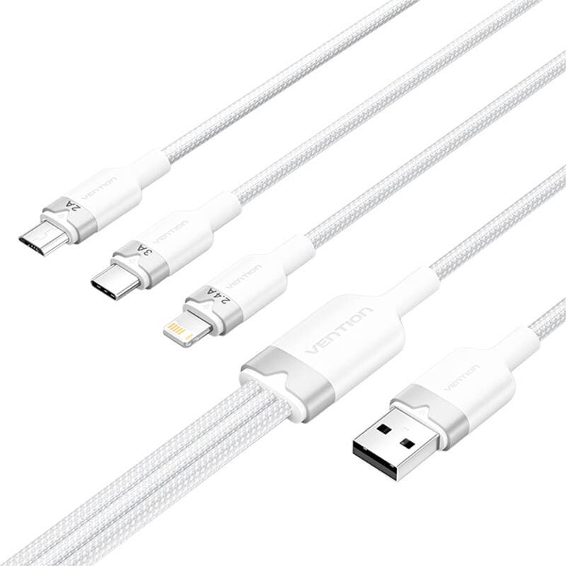 Καλώδιο USB 2.0 A σε 3in1 3A Vention CTPWG 1.5M (λευκό) 2