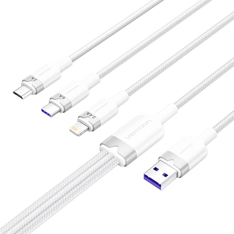 Καλώδιο USB 2.0 A σε 3 σε 1 6A Vention CTRWG 1.5M (λευκό) 2