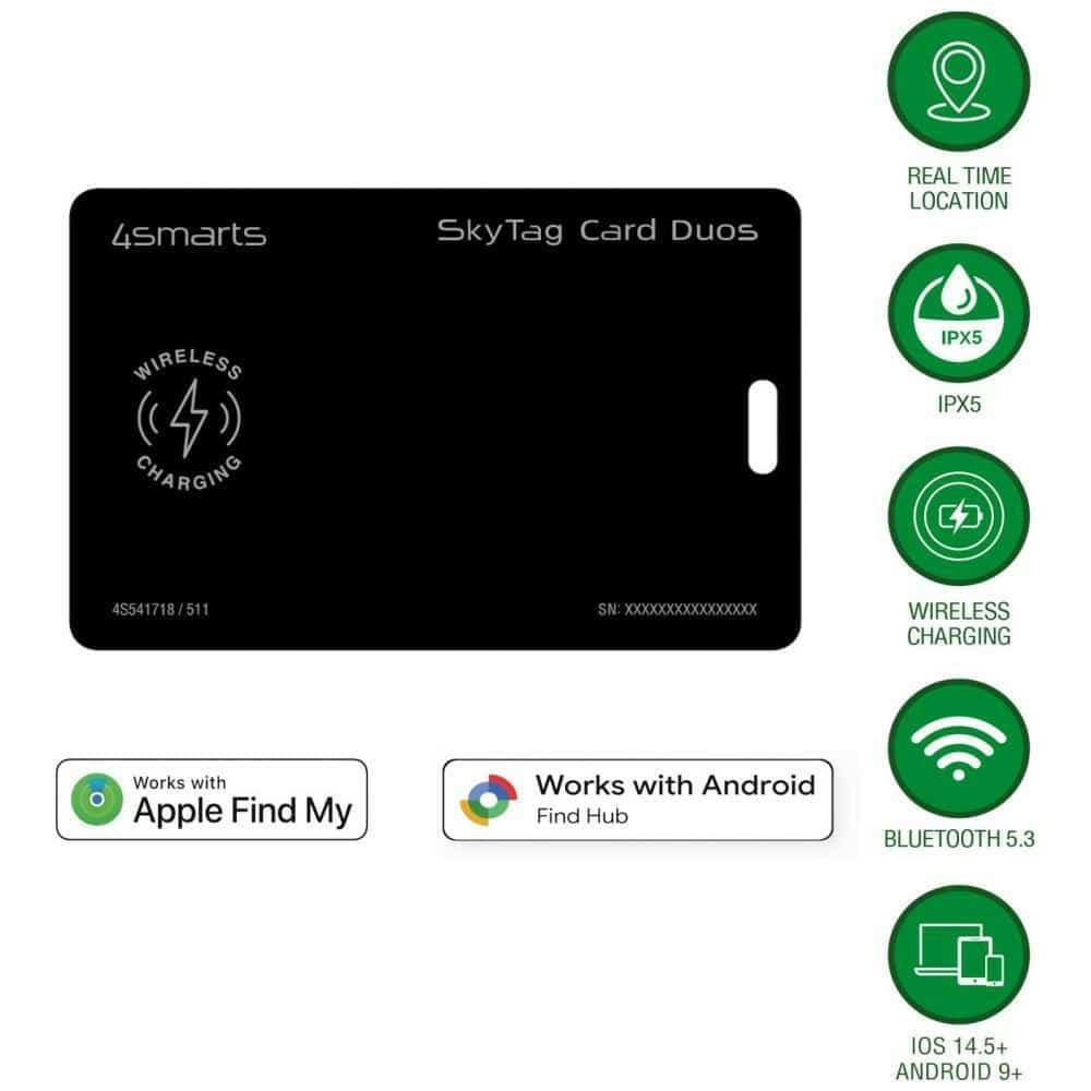 Εντοπιστής φόρτισης 4smarts SkyTag Card Duos ReCharge μαύρος 3