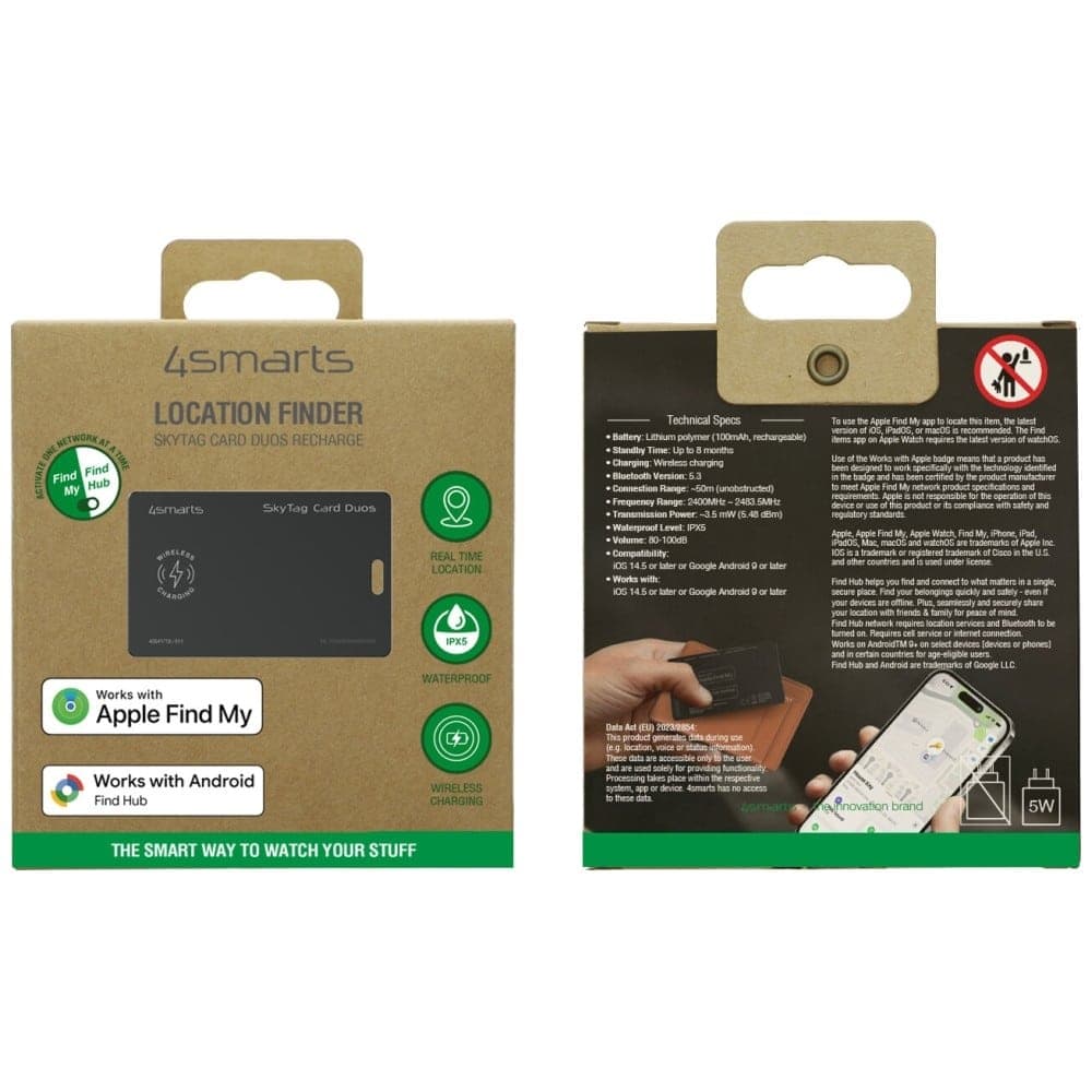 Εντοπιστής φόρτισης 4smarts SkyTag Card Duos ReCharge μαύρος 4