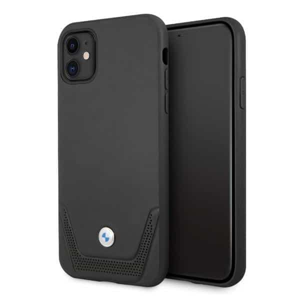 BMW BMHCN61RSWPK iPhone 11 / Xr 6.1" μαύρη σκληρή θήκη από δέρμα διάτρητο