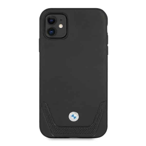 BMW BMHCN61RSWPK iPhone 11 / Xr 6.1" μαύρη σκληρή θήκη από δέρμα διάτρητο 3