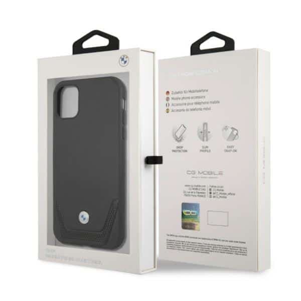 BMW BMHCN61RSWPK iPhone 11 / Xr 6.1" μαύρη σκληρή θήκη από δέρμα διάτρητο 8