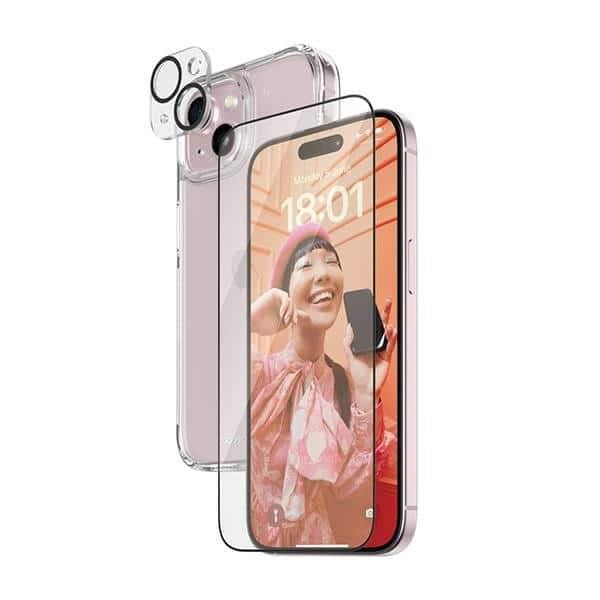 Πακέτο PanzerGlass 3 σε 1 iPhone 15 Plus 6.7" D3O Σκληρή θήκη + Προστατευτικό οθόνης UWF+ Φακός 1136+1174+2811