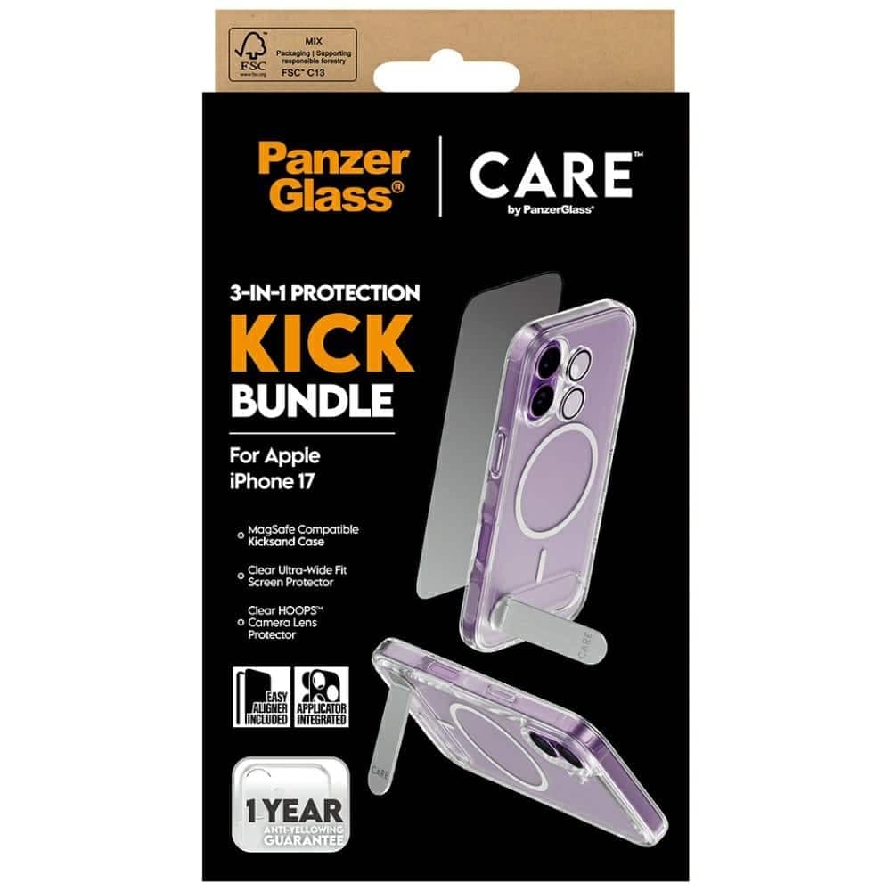 Θήκη CARE by PanzerGlass Feature Kick 3 σε 1 + Κιτ προστασίας γυαλιού + φακού για iPhone 17 5