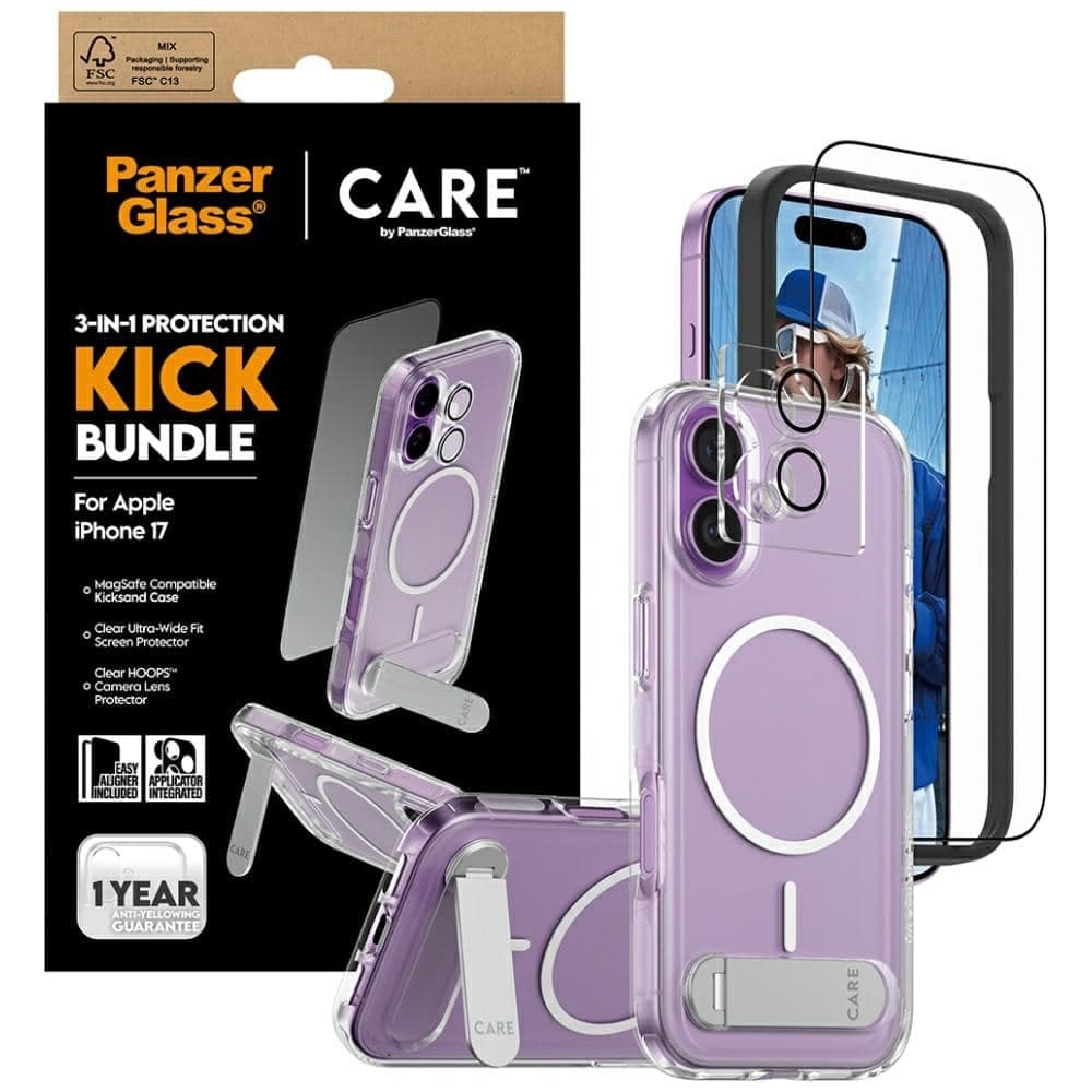 Θήκη CARE by PanzerGlass Feature Kick 3 σε 1 + Κιτ προστασίας γυαλιού + φακού για iPhone 17 4