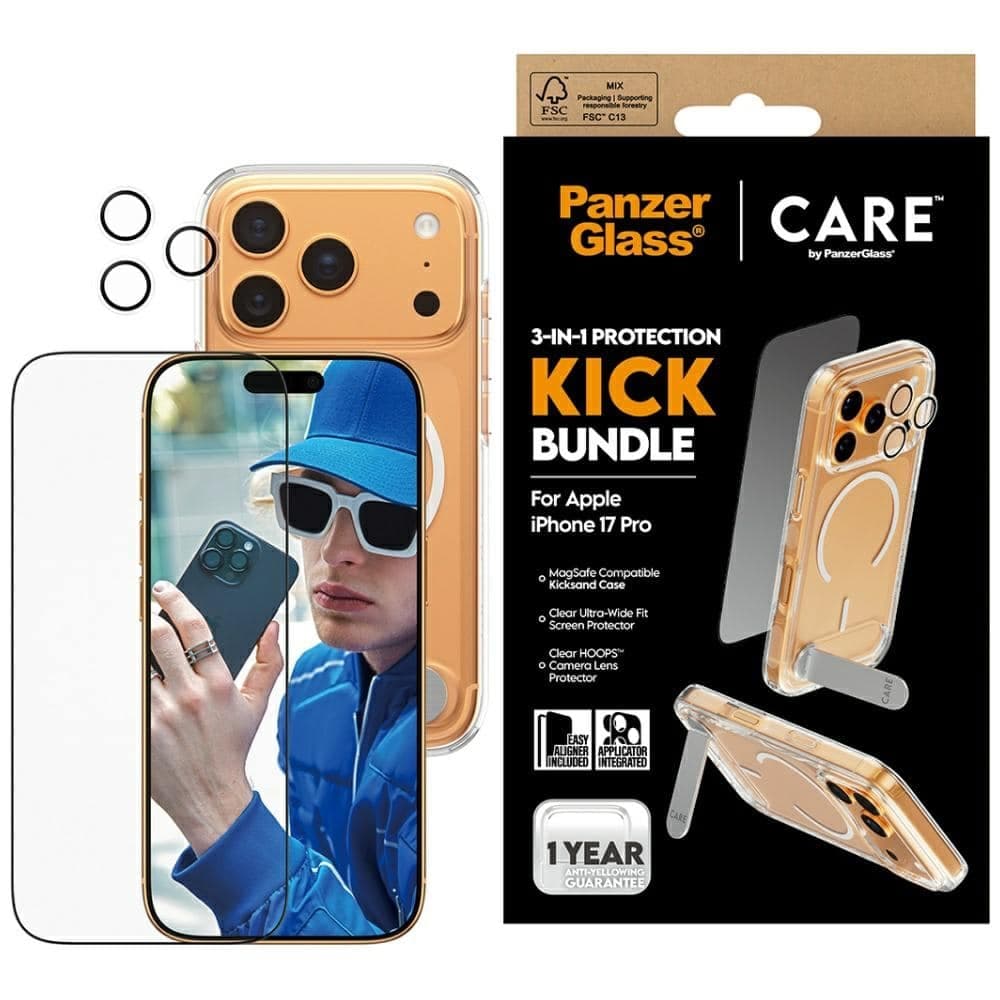 Θήκη CARE by PanzerGlass Feature Kick 3σε1 + Κιτ προστασίας γυαλιού + φακού για iPhone 17 Pro