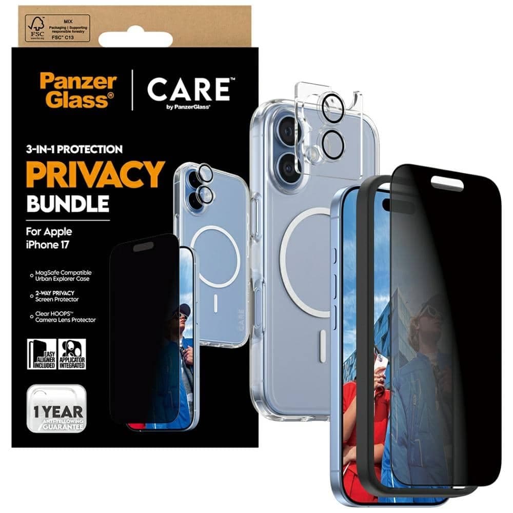 CARE by PanzerGlass Θήκη 3 σε 1 για προστασία από την ιδιωτικότητα + Γυαλί προστασίας από την ιδιωτικότητα + Φακός για iPhone 5