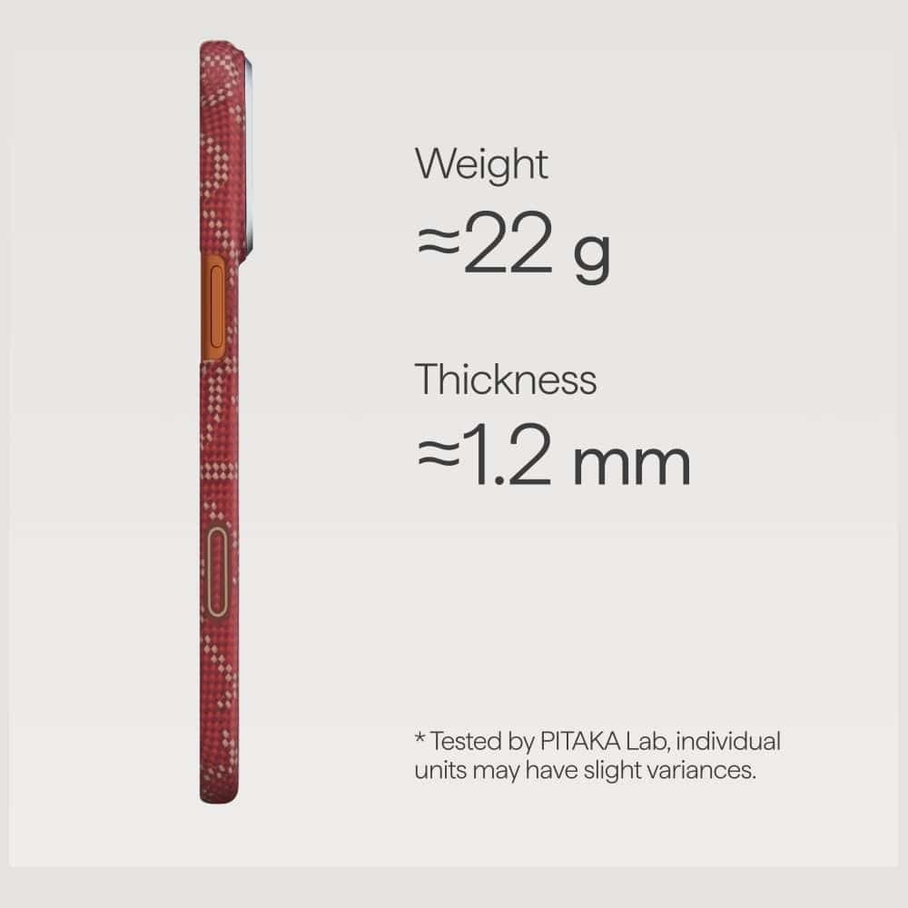 PITAKA Ultra-Slim Monogram - θήκη για Apple iPhone 17 Pro Max - Κόκκινο 4