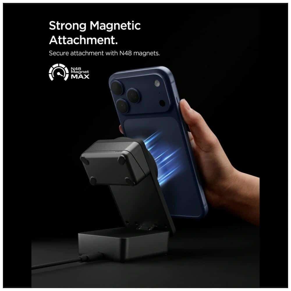 Ασύρματος φορτιστής Spigen Essential EF323MQ 3 σε 1 25W Qi2.2 MagSafe, μαύρος 10
