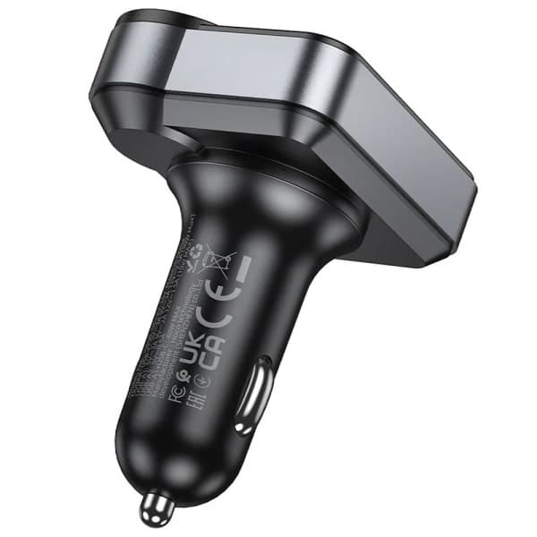Πομπός FM Bluetooth και φορτιστής αυτοκινήτου Hoco E86, 2 x USB-A - 1 x USB-C - 1 x microSD, Μαύρο 2