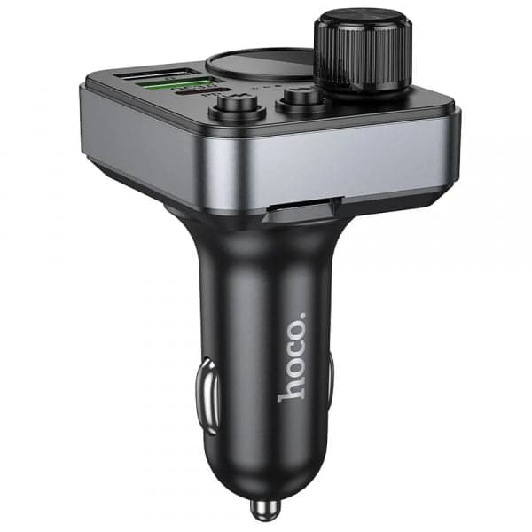Πομπός FM Bluetooth και φορτιστής αυτοκινήτου Hoco E86, 2 x USB-A - 1 x USB-C - 1 x microSD, Μαύρο 5