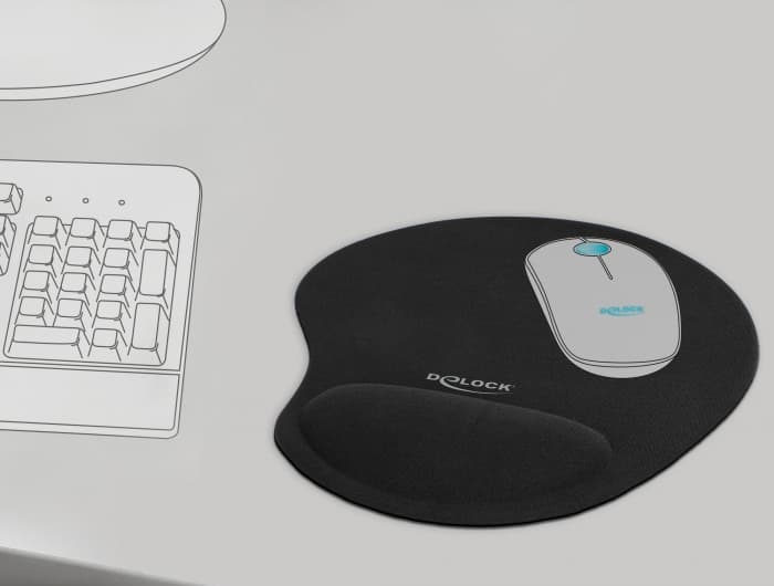 DELOCK mousepad 12040 με gel στήριγμα καρπού, 230 x 202mm, μαύρο 2