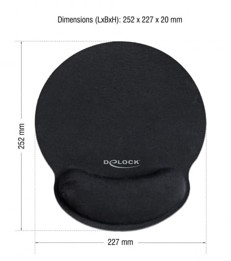 DELOCK Mousepad 12559 με στήριγμα καρπού, 252 x 227mm, μαύρο 2