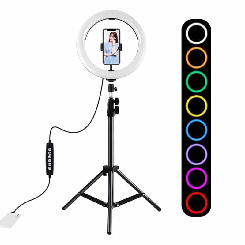 Βάση τρίποδου Puluz 1,1m + 26cm RGBW LED Ring για Vlogging PKT3044