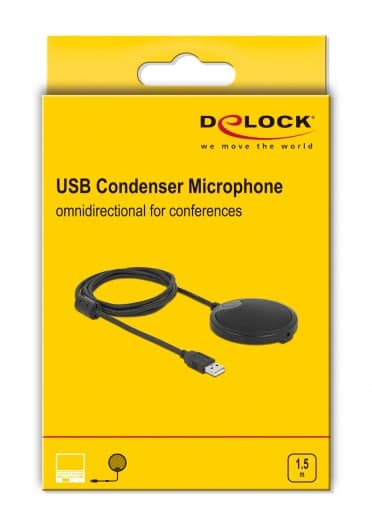 DELOCK μικρόφωνο 20672, πυκνωτικό, omnidirectional, με mute, USB 3